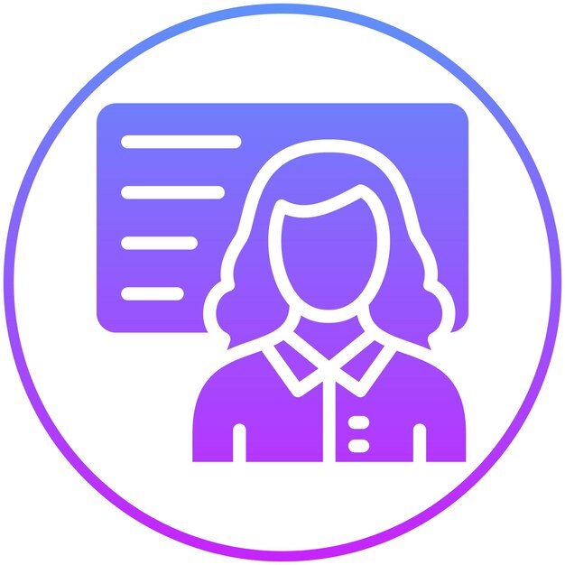 Maestra Ilustración de icono vectorial femenino del conjunto de iconos de literatura