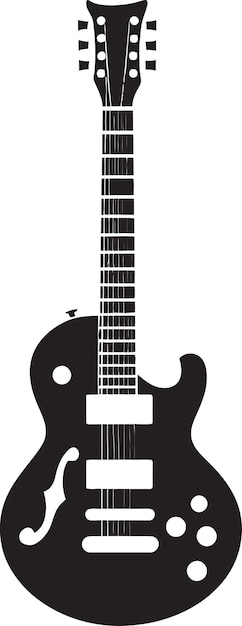 Maestría melódica de la guitarra emblema icónico resonancia rítmica de la guitarra logotipo arte vectorial