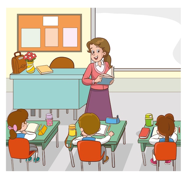 maestro de clase y estudiantes