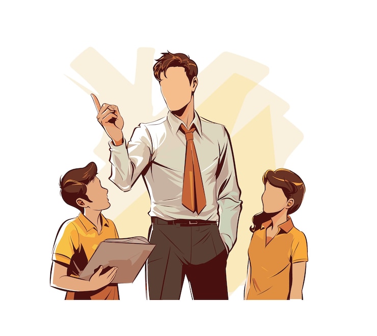 Un maestro enseñando a los estudiantes o Un maestro y un estudiante en un salón de clases