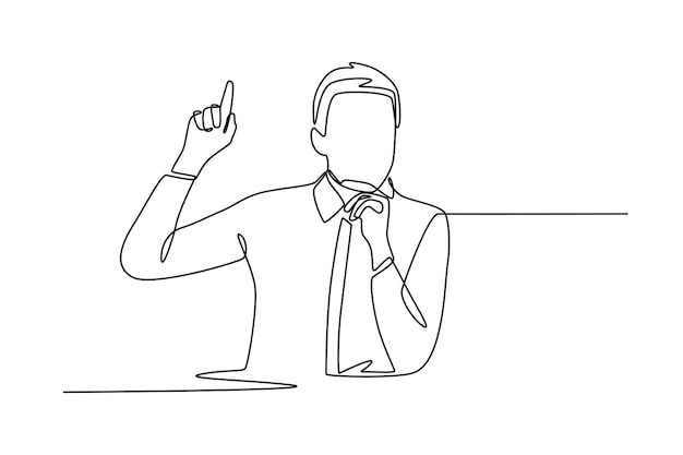 El maestro está haciendo preguntas el maestro en el concepto de la clase dibujo en línea