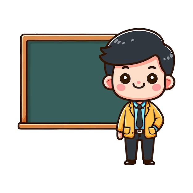 maestro masculino en el aula con el vector de la pizarra