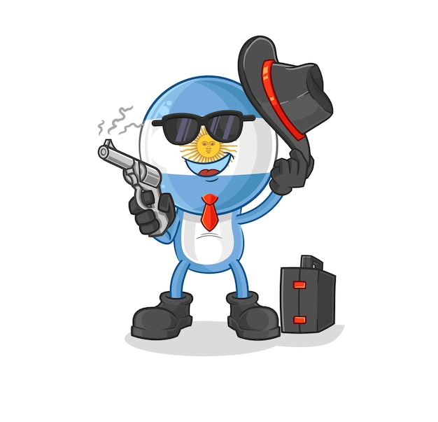 mafia argentina con vector de mascota de dibujos animados de personaje de pistola