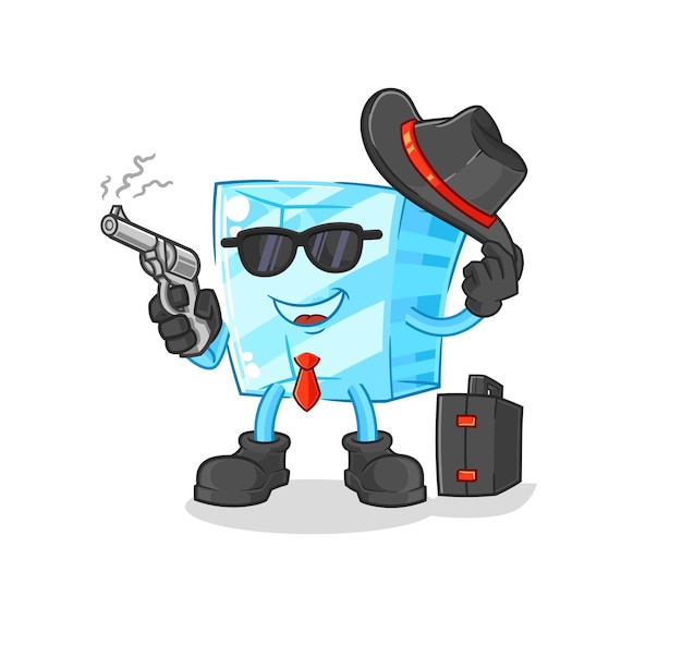 Mafia de cristal con vector de mascota de dibujos animados de personaje de pistola