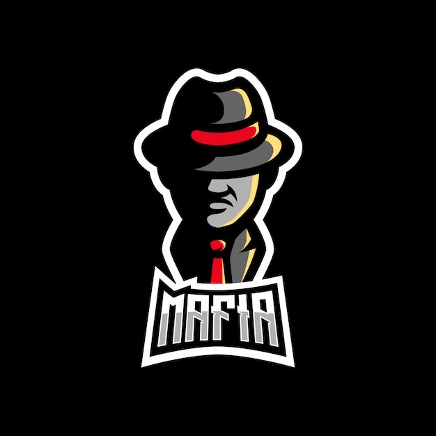 Mafia con logo de mascota de juego de sombrero