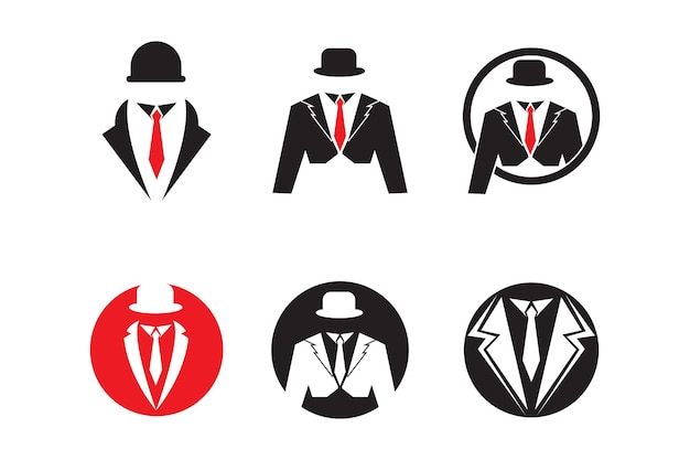 Mafia negra hombres esmoquin símbolo vector logo