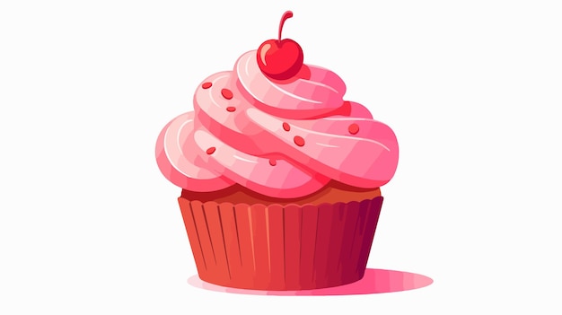 Una magdalena con glaseado rosa y una cereza encima