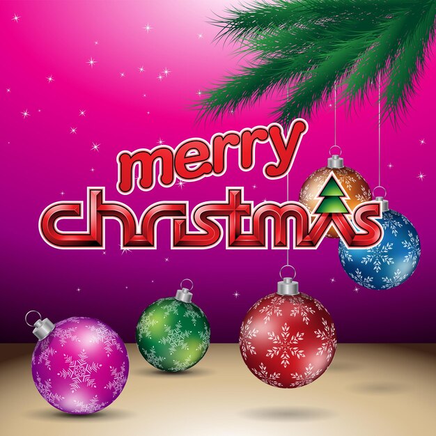 Magenta Brillante Feliz Navidad Fondo Vector Ilustración