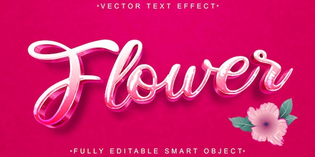 Magenta flower vector efecto de texto de objeto inteligente totalmente editable