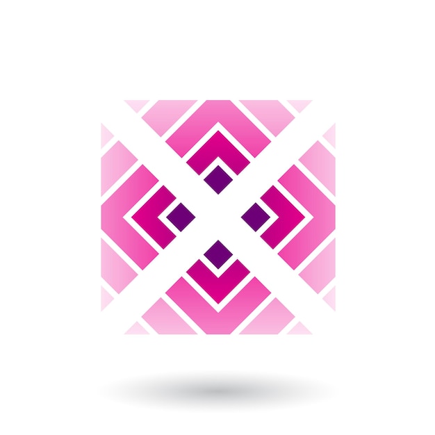 Magenta letra X icono con cuadrado y triángulos Vector ilustración
