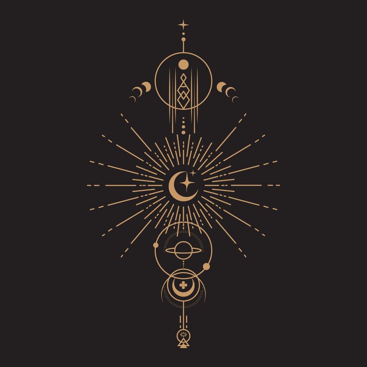 Vector magia celestial ilustración mística y esotérica