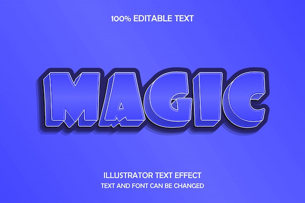 Magia, efecto de texto editable 3d estilo de dibujos animados de sombra moderna