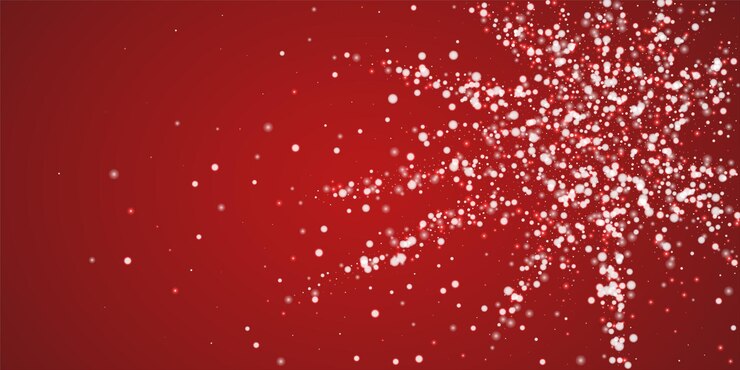 Vector la magia de la nieve que cae el fondo de navidad volando sutilmente copos de nieve y estrellas en el rojo de navidad
