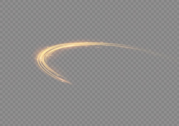 Magic stardust gold wave sparkle light blur trail efecto de remolino velocidad de línea ondulada brillante vector