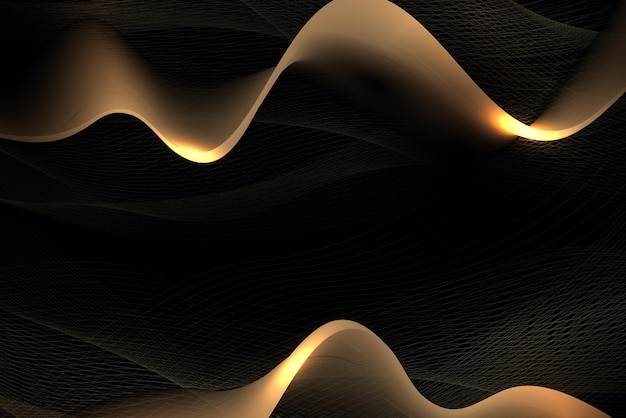 Magnífico diseño abstracto negro, onda curva de tono beige