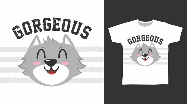 Magnífico diseño de arte de camiseta de dibujos animados de gato