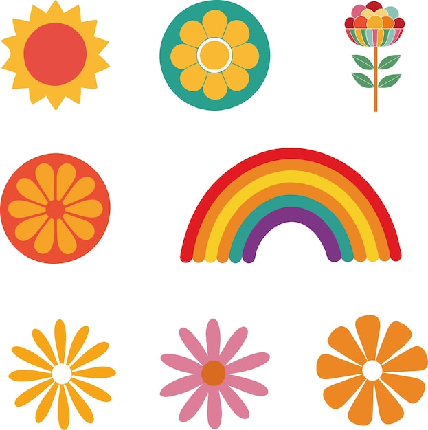 El magnífico y encantador conjunto vectorial de orgullo del arco iris hippie