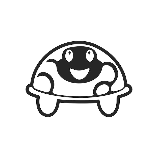 Magnífico logotipo de tortuga linda en blanco y negro bueno para las marcas