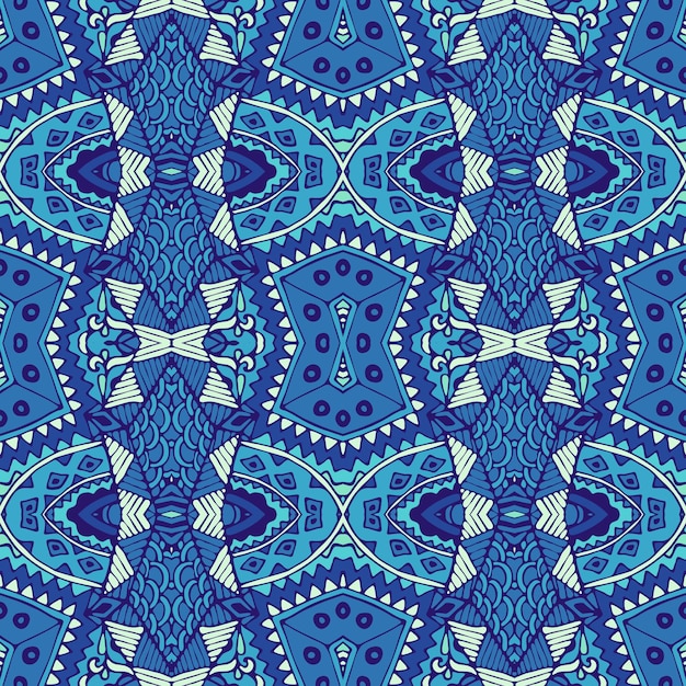Magnífico patrón de decoración de invierno sin costuras de azulejos orientales azules y blancos