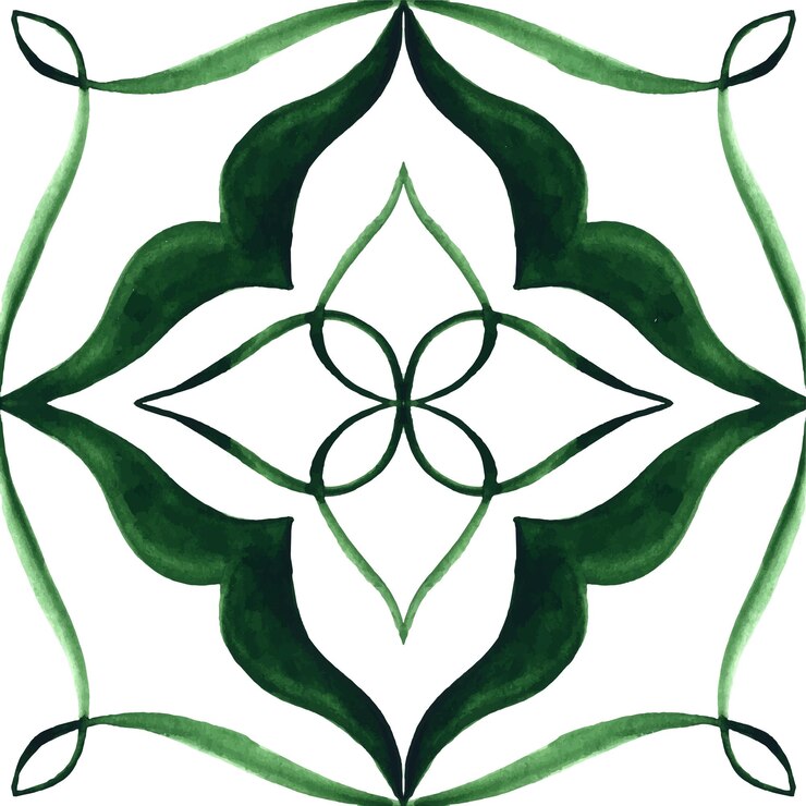 Vector magnífico patrón de mosaico sin costuras de azulejos portugueses marroquíes de color verde oscuro y blanco ornamento árabe de azulejo