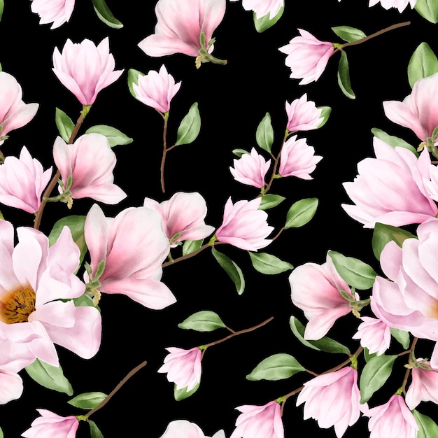 Magnolia acuarela flor de patrones sin fisuras
