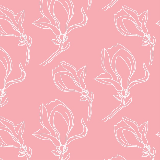 magnolia línea patrón flor dibujo textil