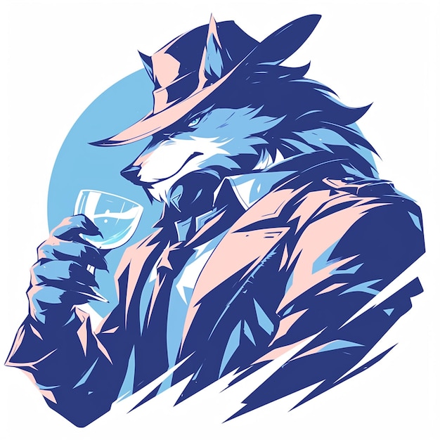 Vector un mago lobo al estilo de las caricaturas.