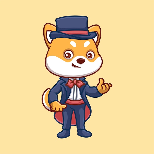 Vector el mago shiba inu es una caricatura linda.