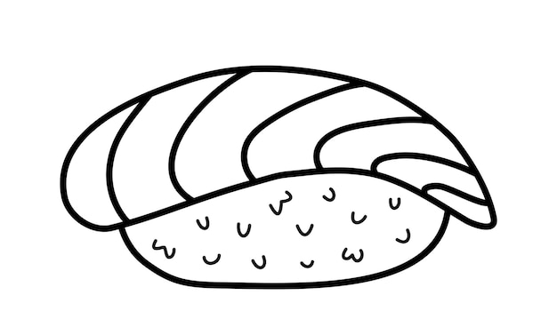 Maguro nigiri. Sushi con bola de arroz y atún. Comida japonesa. Elemento de comida tradicional dibujado a mano.