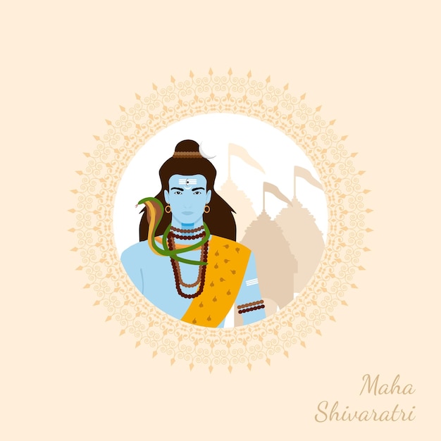 Maha shivaratri creative post con la ilustración de lord shiva y el mandala