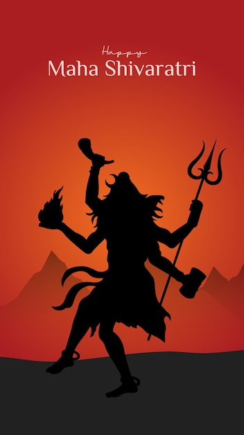 Maha Shivratri Ilustración de Lord Shiva Silhouette Design Publicación en redes sociales