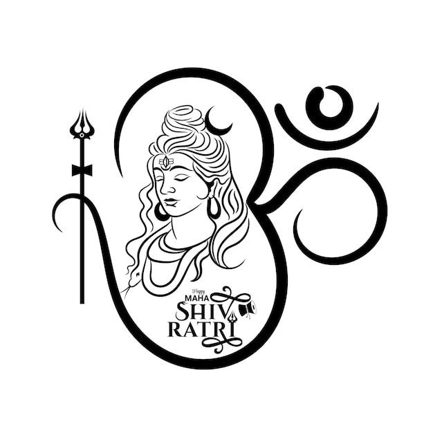 Maha shivratri saludo con lord shiva ilustración con símbolo om