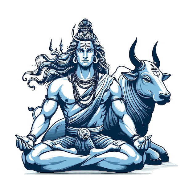 Mahadeva con nandi vector ilustración de la devoción