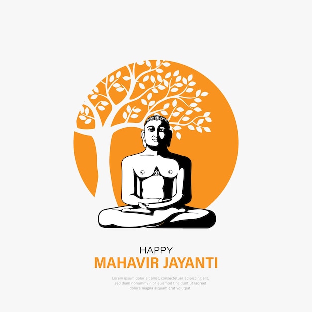 Mahavir Jayanti Concept Flat Poster el nacimiento de Mahavir