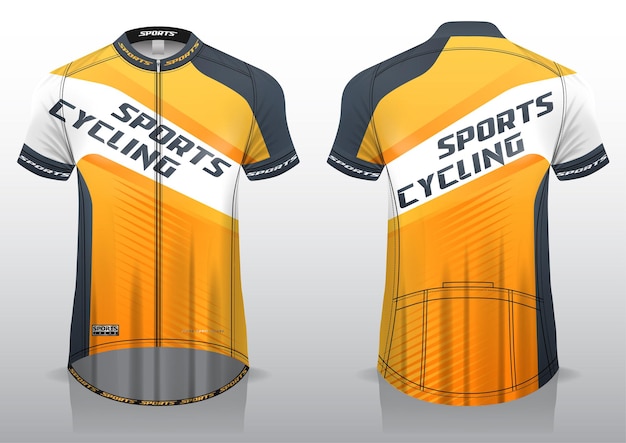 Maillot de ciclismo, vista frontal y posterior, diseño deportivo y listo para ser impreso en tela y texlite