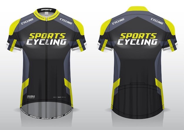 Vector maillot para deportes de bicicleta, el diseño uniforme de las vistas frontal y posterior