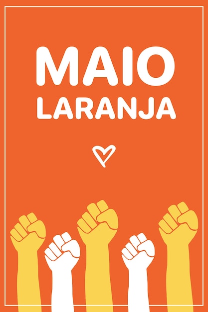 Vector maio laranja campaña contra la investigación de la violencia de los niños 18 de mayo escrito en portugués