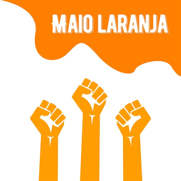 Maio laranja campaña contra la investigación de la violencia de los niños 18 de mayo escrito en portugués