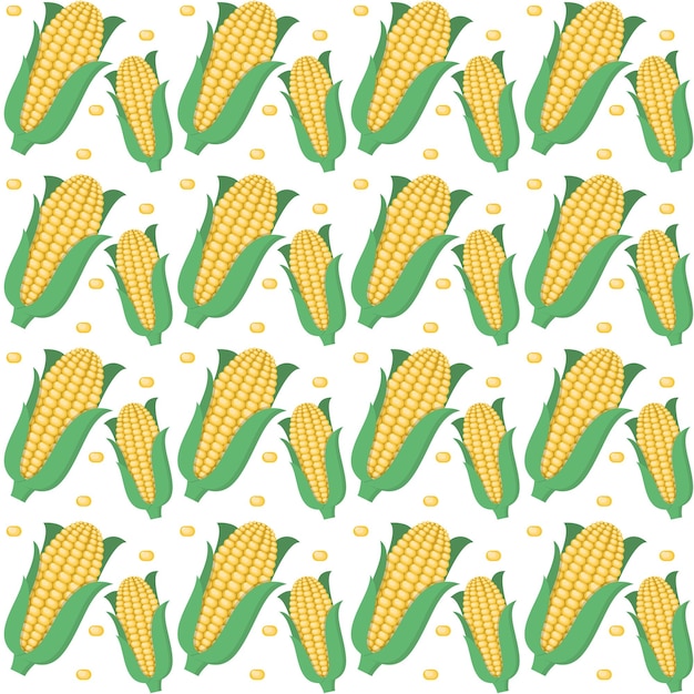 Maíz verduras frescas diseño de vector de patrón abstracto sin costuras