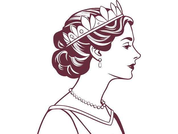 Majestic Beauty An Elegant Queens Profile Adorned with Crown and Jewelry