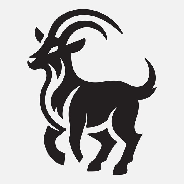 Majestic Goat Silhouette Logotipo Emblema de fuerza y gracia