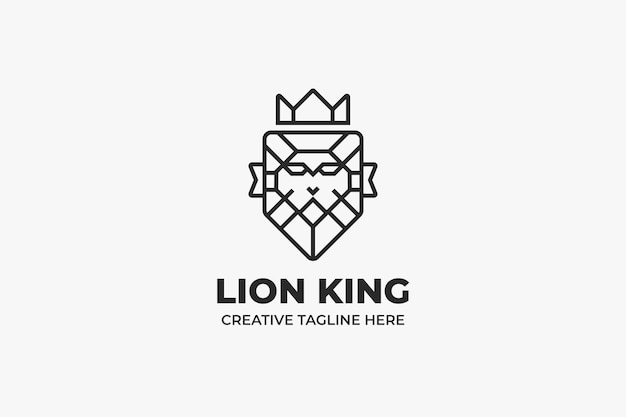 Majestic lion king head monoline logotipo