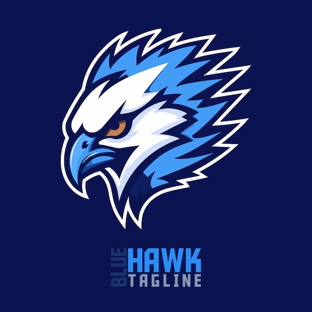 Majestic Raptor diseña emblemas ilustrados de águila halcón azul y logotipos de halcón para equipos