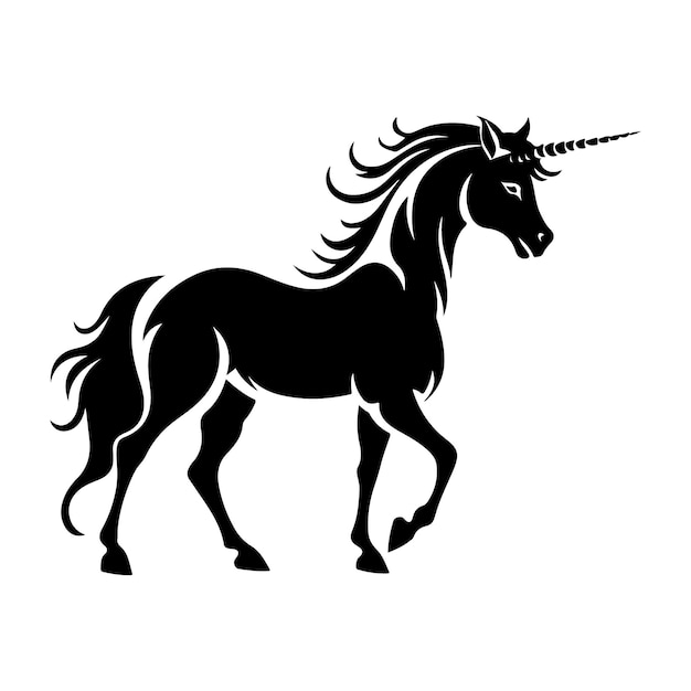 Majestic Unicorn Silhouette clipart en un fondo blanco