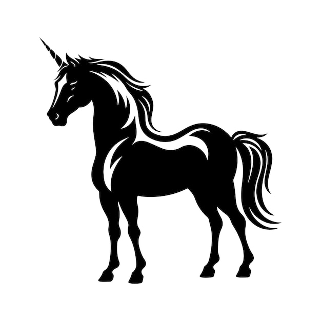 Majestic Unicorn Silhouette clipart en un fondo blanco