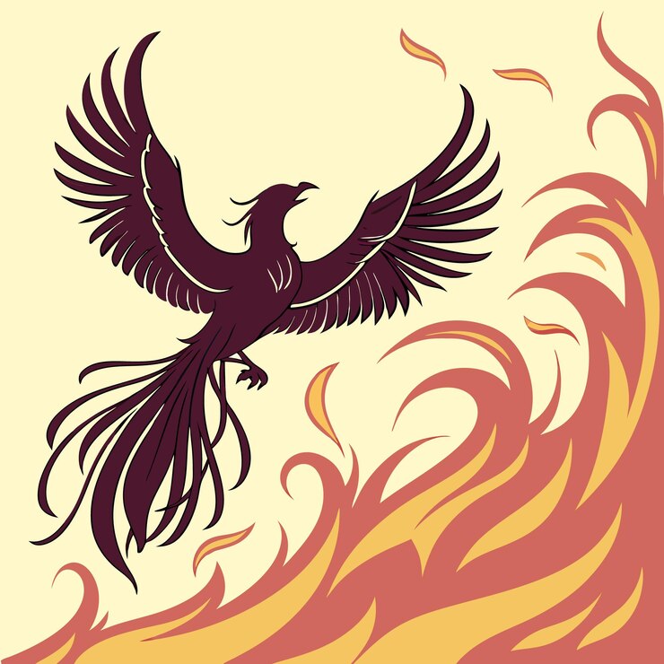 El majestuoso Fénix surgiendo de las llamas Ilustración vectorial