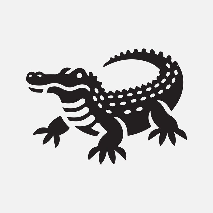 Vector el majestuoso icono de la silueta del cocodrilo un símbolo de fuerza y elegancia