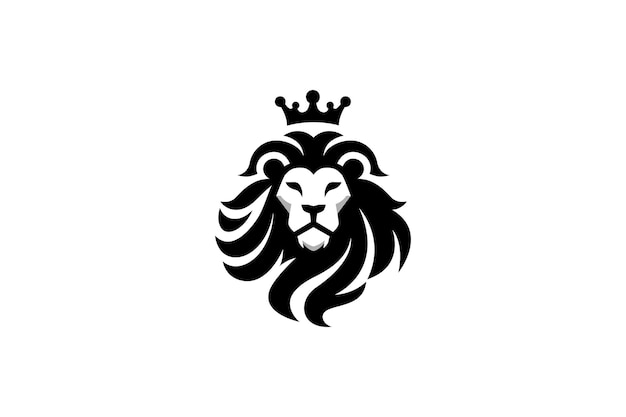 El majestuoso logotipo de la cabeza de león con la corona y el emblema real de la poderosa herencia