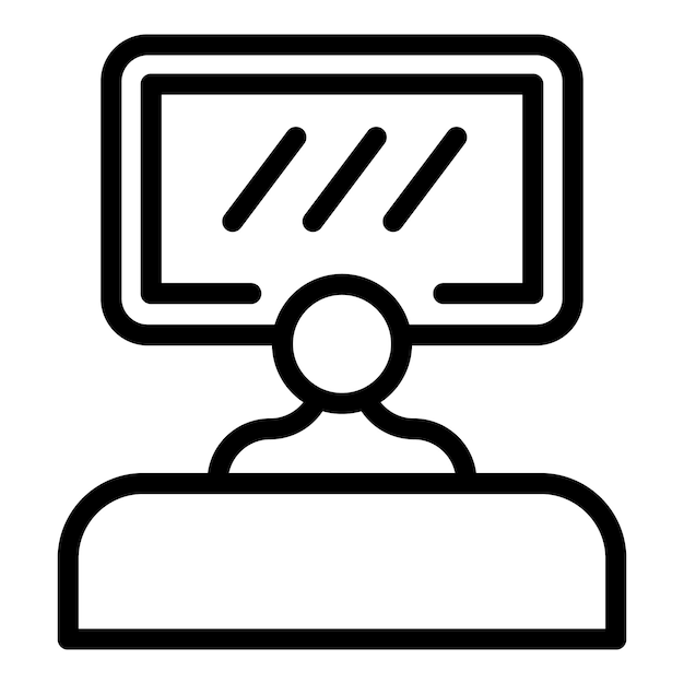 Mal hábito ver televisión icono contorno vector hombre gordo persona estilo de vida pasivo