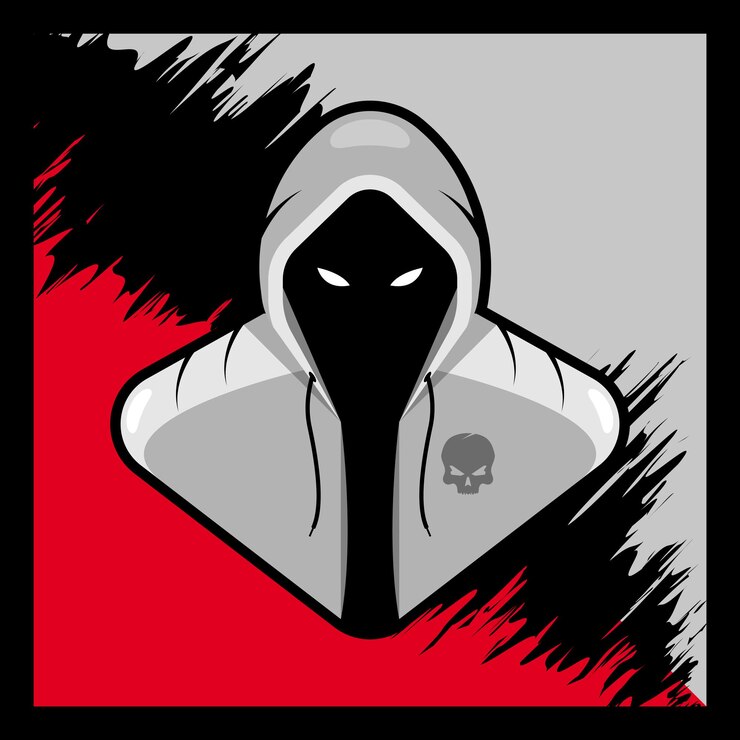 Vector mal hacker ladrón anónimo hombre malo asesino virus ataque peligro oscuro